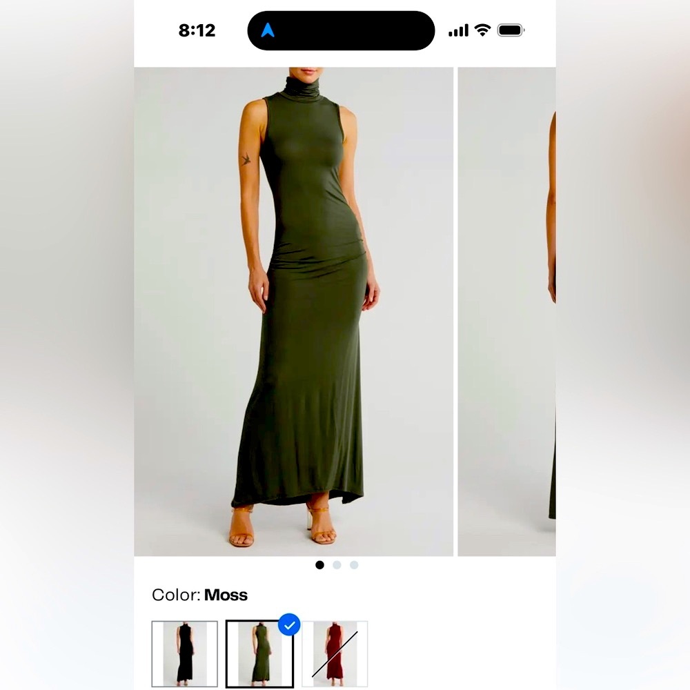 NWOT  Nordstrom GoCouture moss Green turtleneck sleeveless dress